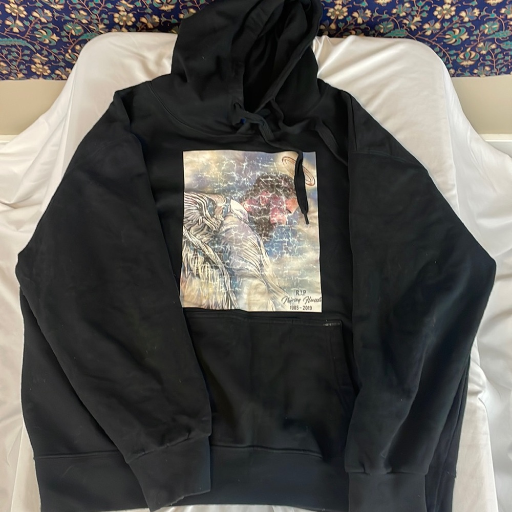 Heavily warm hoodie with puff print of nipsey hussle RIP  1985-2019